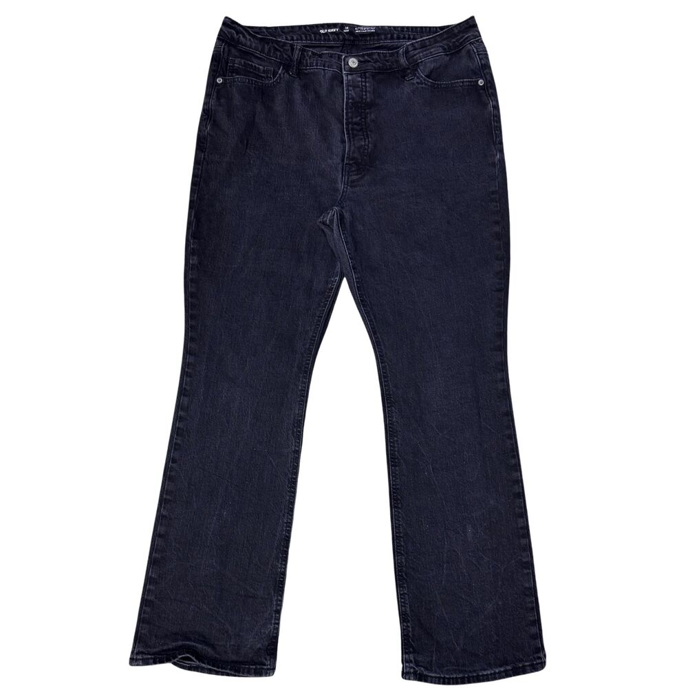 Old Navy Jeans Womens Extra High-Rise Kicker Boot-Cut Pockets Size 14P Black Y2K